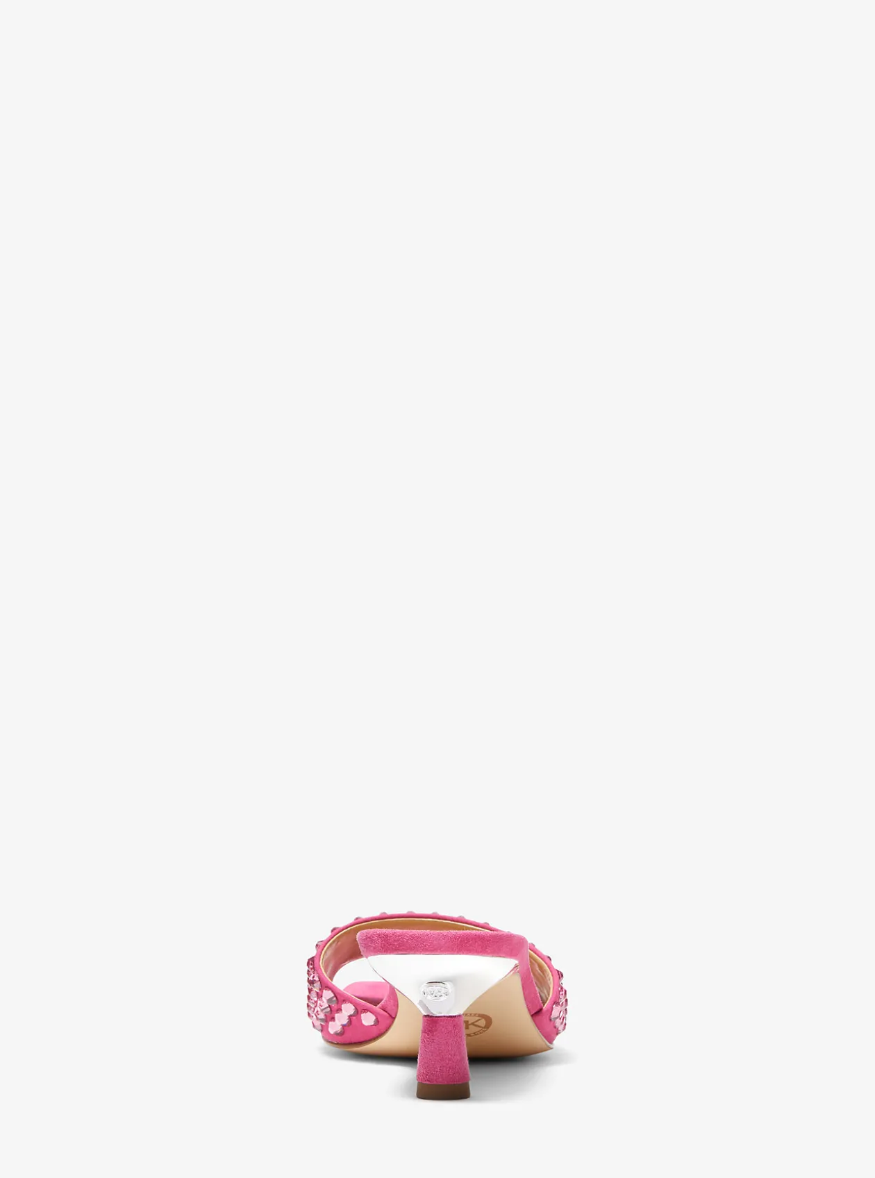 Amal Embellished Faux Suede Kitten Sandal