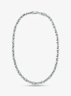 Astor Link Medium Pav&eacute; Precious Metal-Plated Brass Necklace