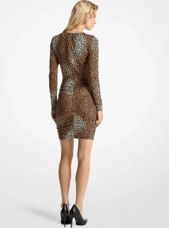 Cheetah Print Stretch Matte Jersey Dress