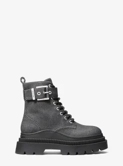 Colby Denim Print Leather Combat Boot
