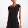 Embellished Cap-Sleeve Dress
