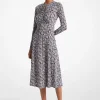 Embellished Floral Matte Jersey Keyhole Dress