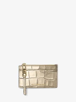 Empire Small Metallic Crocodile Embossed Leather Card Case