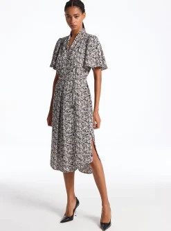 Floral Crepe Belted Dress