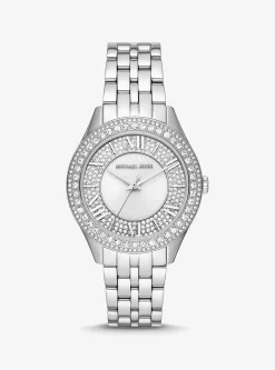 Harlowe Pav&eacute; Silver-Tone Watch