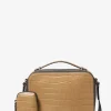 Hudson Crocodile Embossed Leather Crossbody Bag