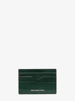 Hudson Crocodile-Embossed Leather Card Case
