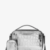 Hudson Metallic Crocodile Embossed Leather Crossbody Bag