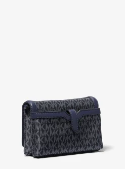 Jet Set Small Logo Print Woven Smartphone Crossbody Bag
