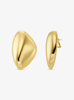 Large Precious Metal-Plated Brass Pebble Earrings