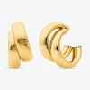 Large Precious Metal-Plated Brass Double Hoop Earrings