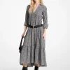 Leopard Print Cotton and Silk Tiered Midi Dress