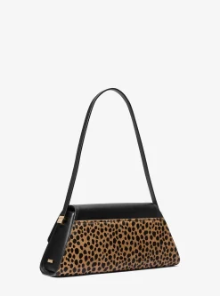 Ludlow Medium Leather and Cheetah-Print Calf Hair Shoulder Bag