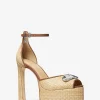 Martina Straw Peep-Toe Platform Pump