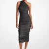 Metallic Nylon Blend One-Shoulder Dress