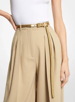 Metallic Python Embossed Leather Trouser Belt