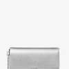 Mona Large Metallic Saffiano Leather Clutch