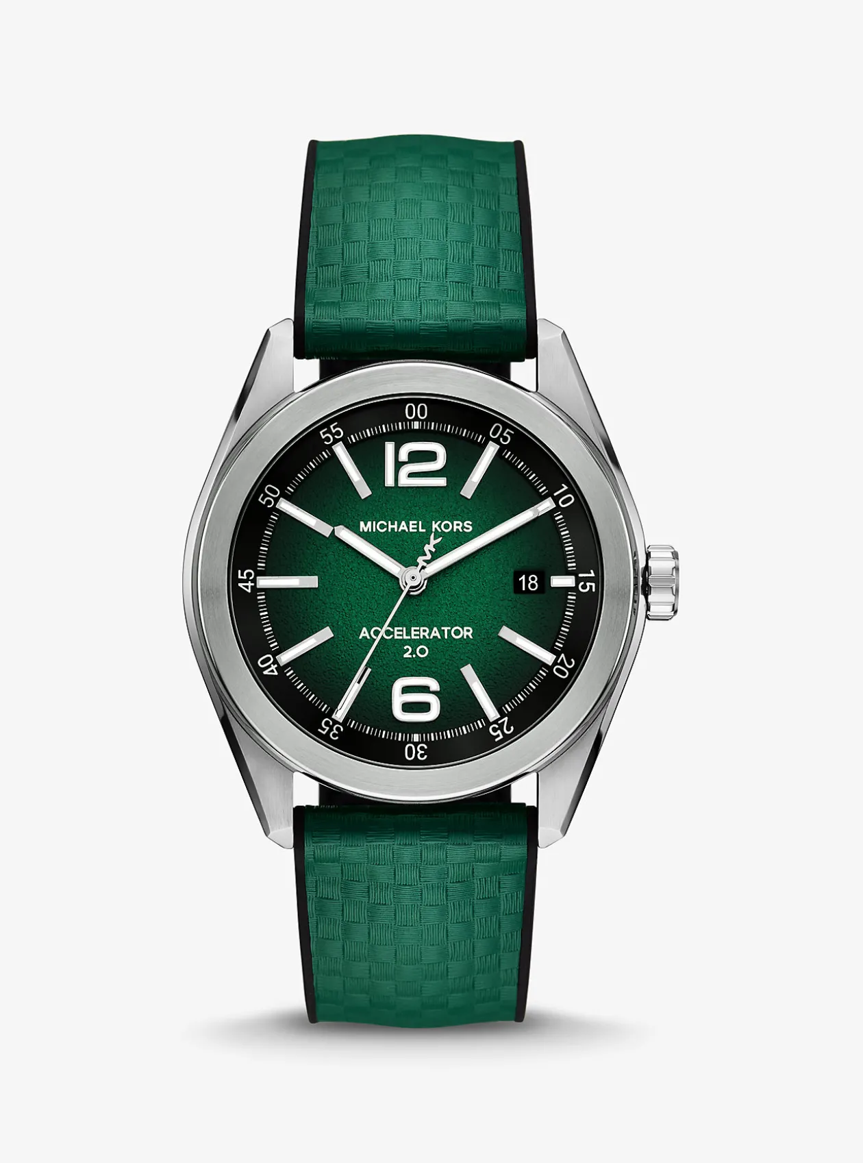 Oversized Accelerator 2.0 Silver-Tone and Textured Silicone Watch