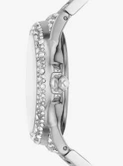 Oversized Camille Pav&eacute; Silver-Tone Watch