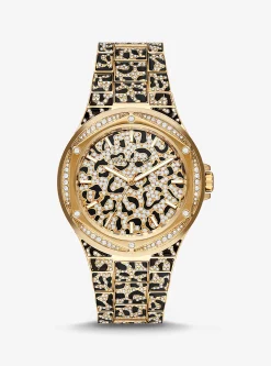 Oversized Lennox Animal Pav&eacute; Gold-Tone Watch