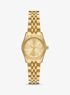 Petite Lexington Pav&eacute; Gold-Tone Watch