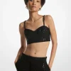 Pinstripe Sequined Crepe Bustier Top