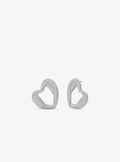 Precious Metal-Plated Brass Pav&eacute; Stud Earrings