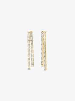 Precious Metal-Plated Brass Baguette Drop Earrings