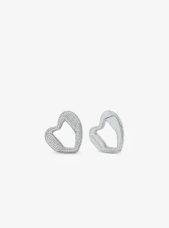 Precious Metal-Plated Brass Pav&eacute; Stud Earrings