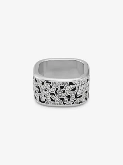 Precious Metal-Plated Brass and Enamel Leopard Pav&eacute; Ring