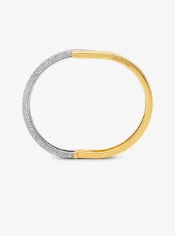 Precious Metal-Plated Pav&eacute; Sterling Silver Bangle