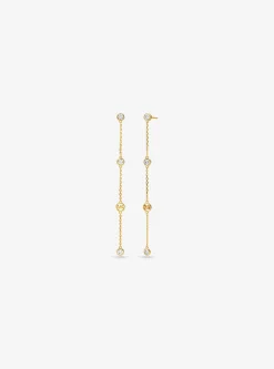 Precious Metal-Plated Sterling Silver Cubic Zirconia Drop Earrings
