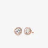 Precious Metal-Plated Sterling Silver Pav&eacute; Stud Earrings