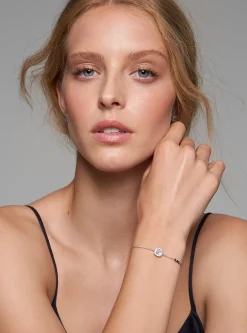 Precious Metal-Plated Sterling Silver Pav&eacute;  Slider Bracelet