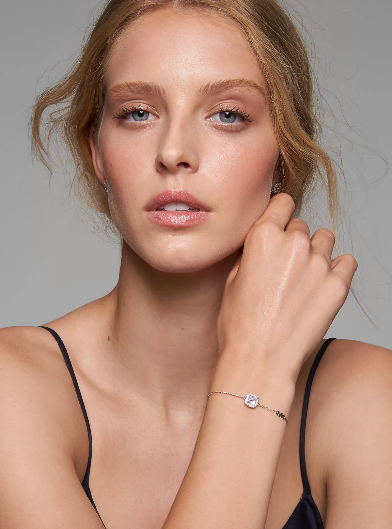 Precious Metal-Plated Sterling Silver Pavé Slider Bracelet