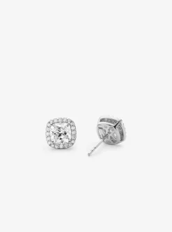 Precious Metal-Plated Sterling Silver Pav&eacute; Stud Earrings
