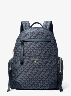 Prescott Large Signature Logo Print Woven Backpack