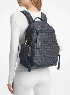 Prescott Large Signature Logo Print Woven Backpack