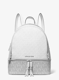 Rhea Medium Color-Block Logo Backpack