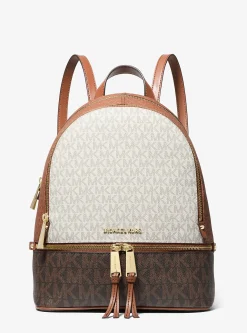 Rhea Medium Color-Block Logo Backpack