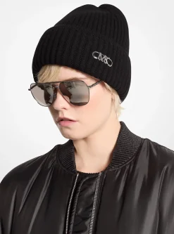 Ribbed Stretch Wool Beanie Hat