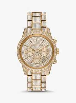 Ritz Pav&eacute; Gold-Tone Watch