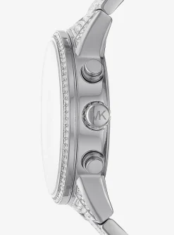 Ritz Pav&eacute; Silver-Tone Watch