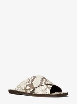 Ruth Python Embossed Leather Slide Sandal