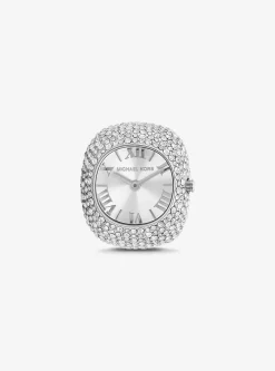 Rylee Pav&eacute; Silver-Tone Ring Watch