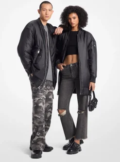 Satin Cir&eacute; Bomber Jacket