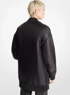 Satin Cir&eacute; Bomber Jacket