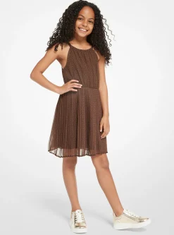 Signature Logo Print Pleated Dress