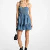 Smocked Bustier Denim Dress