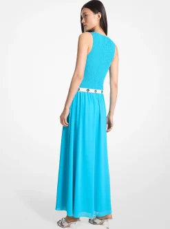 Smocked Georgette Maxi Dress